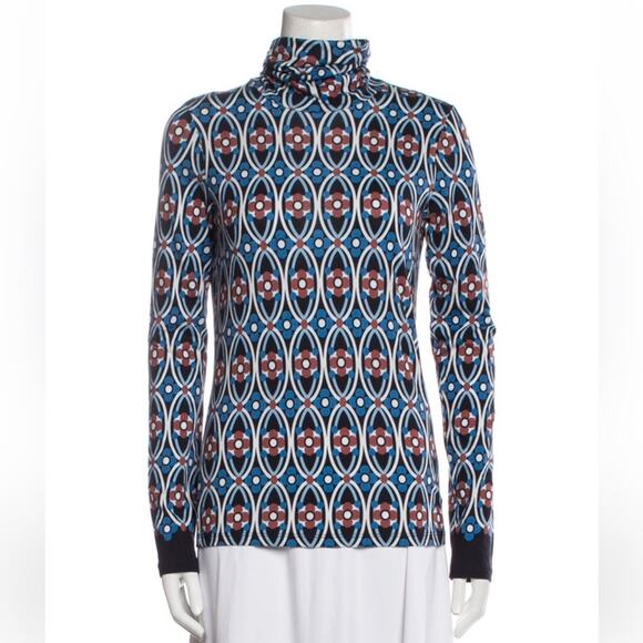 NWT Cara Cara‎ Piper Turtleneck Top RARE Retro Daisy Arona Geo Medallian Size XS - Picture 1 of 13